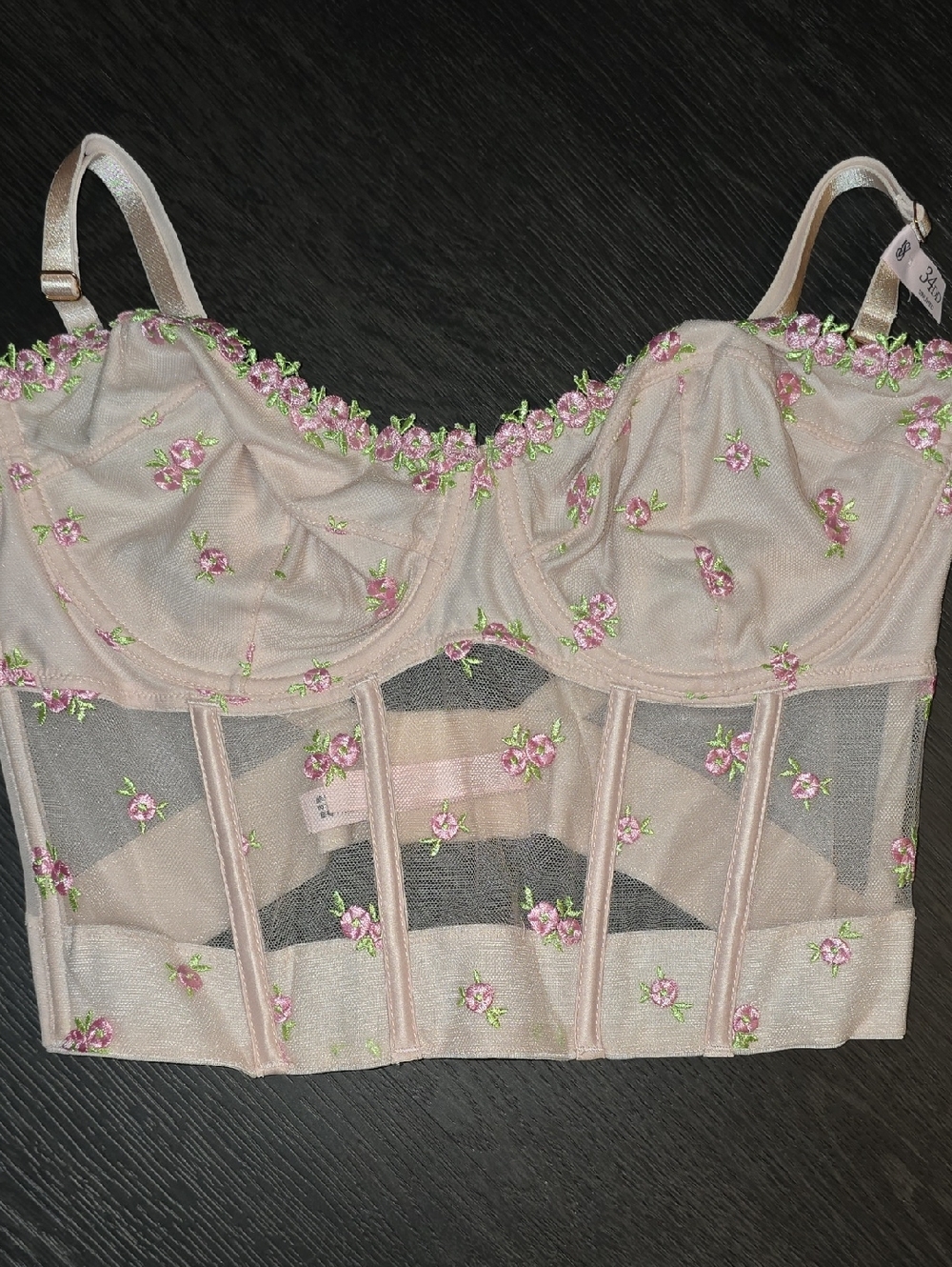 Victoria's Secret Pink Floral Embroidered Bustier Bra